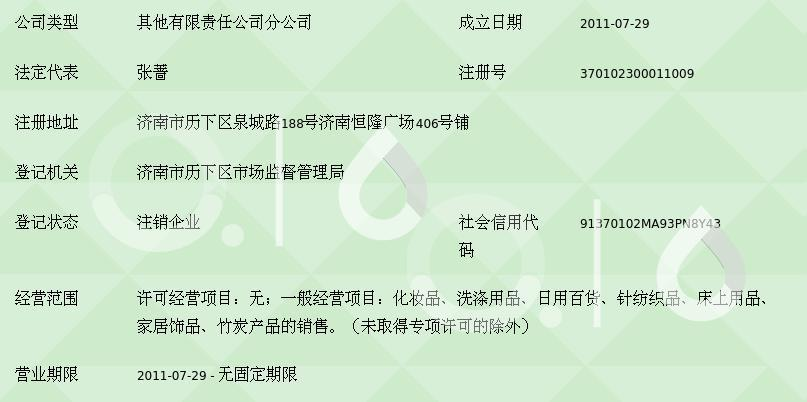 上海生态家天然日用品济南分公司